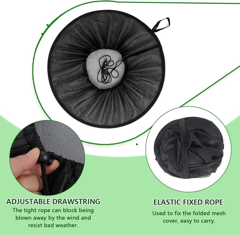 Tryly 2Pcs Mesh Cover for Rain Barrels, Pop Up Rain Barrel Net Cover with Drawstring, Water Collection Buckets Cover, Rain Barrel Netting Screen to Block Leaves and Debris Falling in (24.8inch) - Image 5